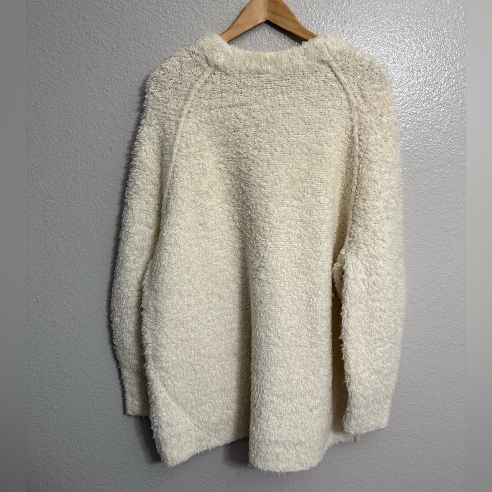 Free People Teddy Sweater Tunic Cream Ivory Oversized Cozy Wool Blend - Picture 7 of 9